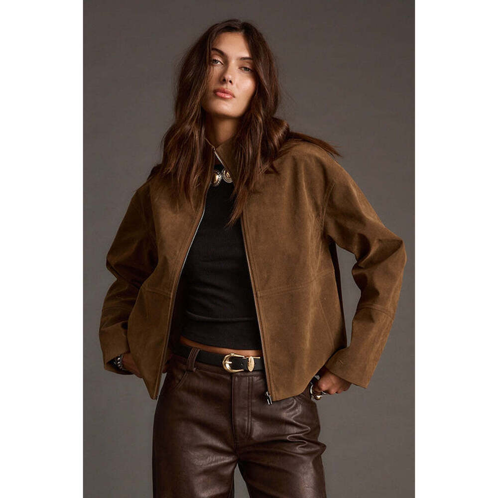 12th Tribe Sienna Brown Vegan Suede Jacket Size SS